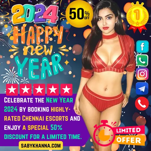 New Year Wishes from Saby Khanna Chennai Escorts Agency. Celebrate the New Year 2024 by booking highly-rated Chennai escorts and enjoy a special 50% discount for a limited time.